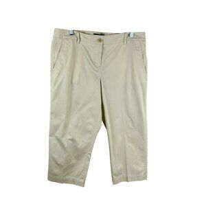 NEW Talbots Signature Style Capri Pants Women 10 Petite Khaki Beige Stretch Crop